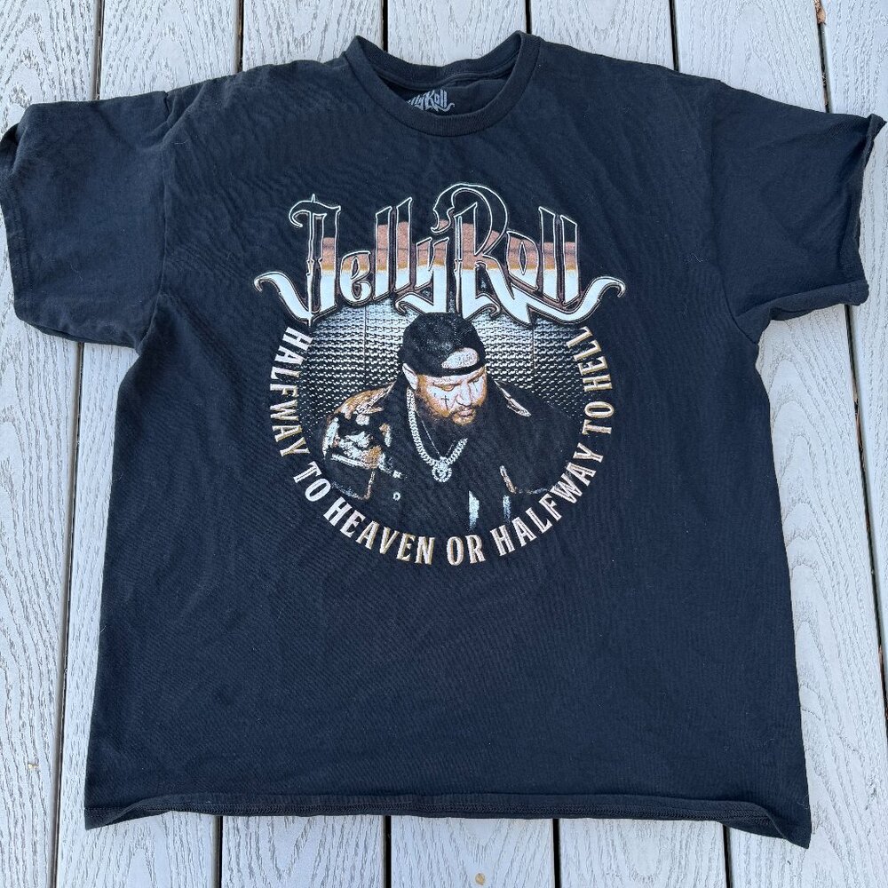 Jelly Roll Shirt Mens XL Black Halfway to Heaven or Halfway To Hell